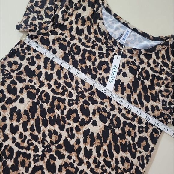 Korsis Animal Print Round Neck Swing Short Sleeve Jersey Dress - Picture 7 of 16